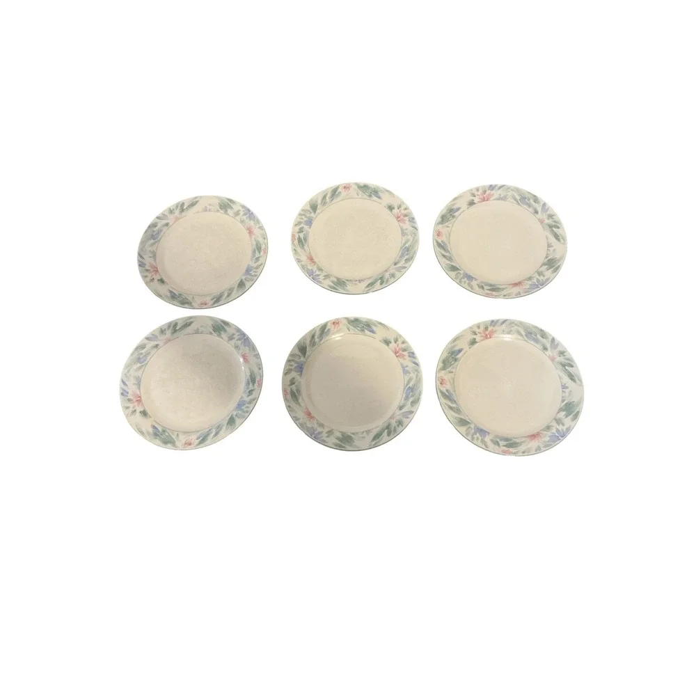 China Pearl‎ Stoneware Salad Plates Set of 6 Sacha 3814 Pastel Floral 7.5 Inch